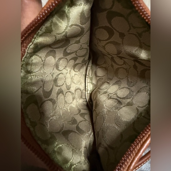 Coach Tan Canvas Wristlet with Red and Blue Stripe Accents - Picture 5 of 5